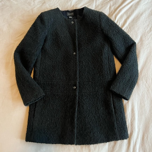 Club Monaco wool-blend boucle coat in dark forest green (size M) - Picture 3 of 10